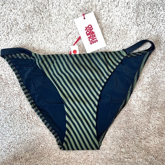 SOLID & STRIPED Other - NWT Solid & Striped The Morgan Bikini Bottom In Olive Micro Stripe Size Medium